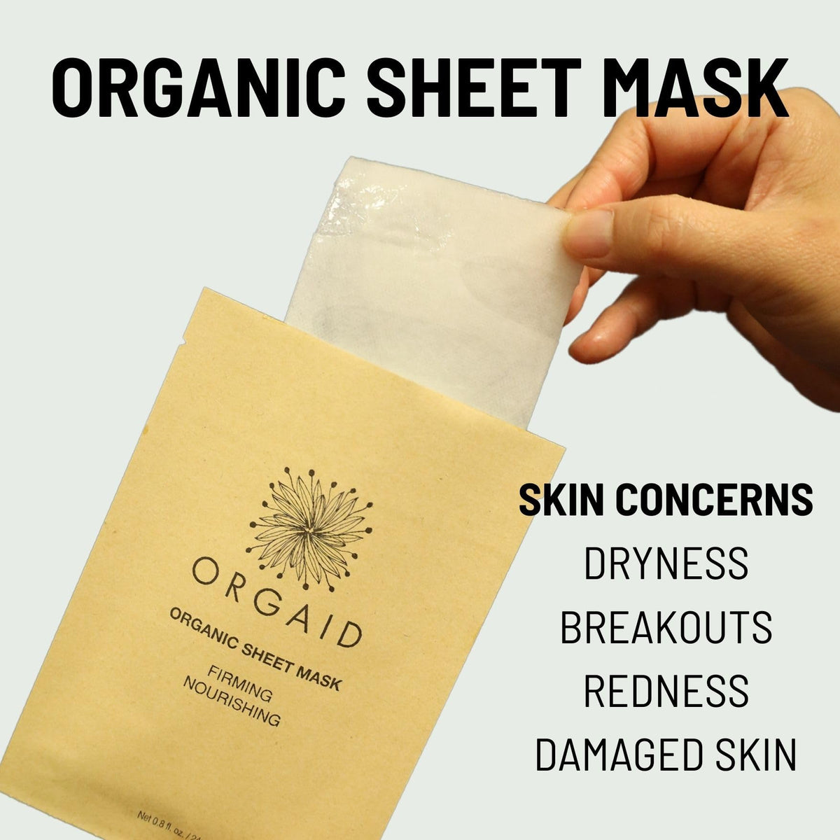 ORGAID mask applied on face demonstrating fit and soothing effect