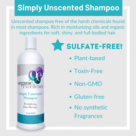 Organic Excellence shampoo lather texture showing creamy foam and gentle cleanse