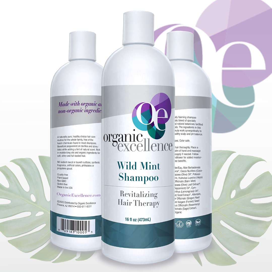 Organic Excellence shampoo texture pouring to show creamy foam and easy lather benefit