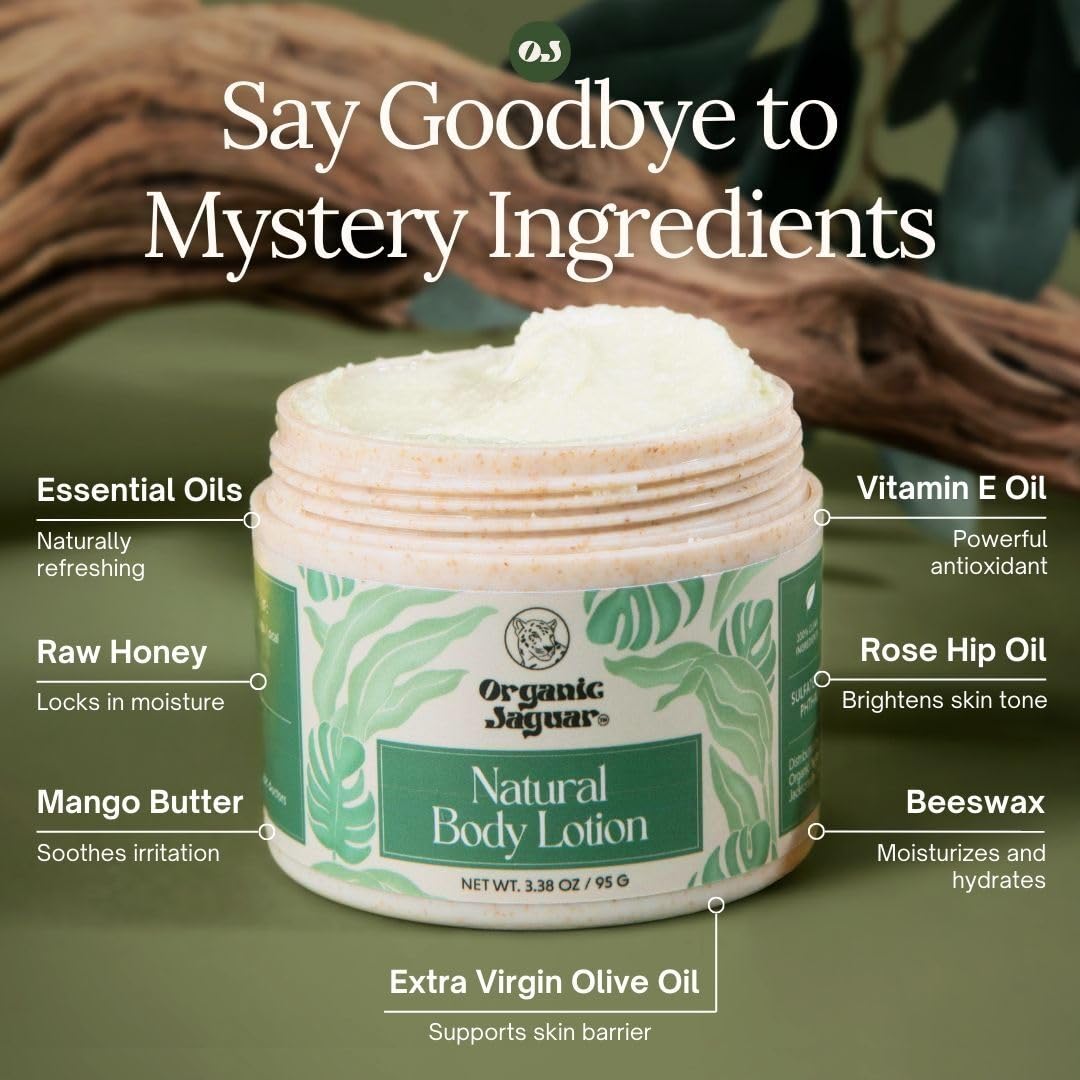 Organic Jaguar texture close-up cream showing smooth spreadable consistency