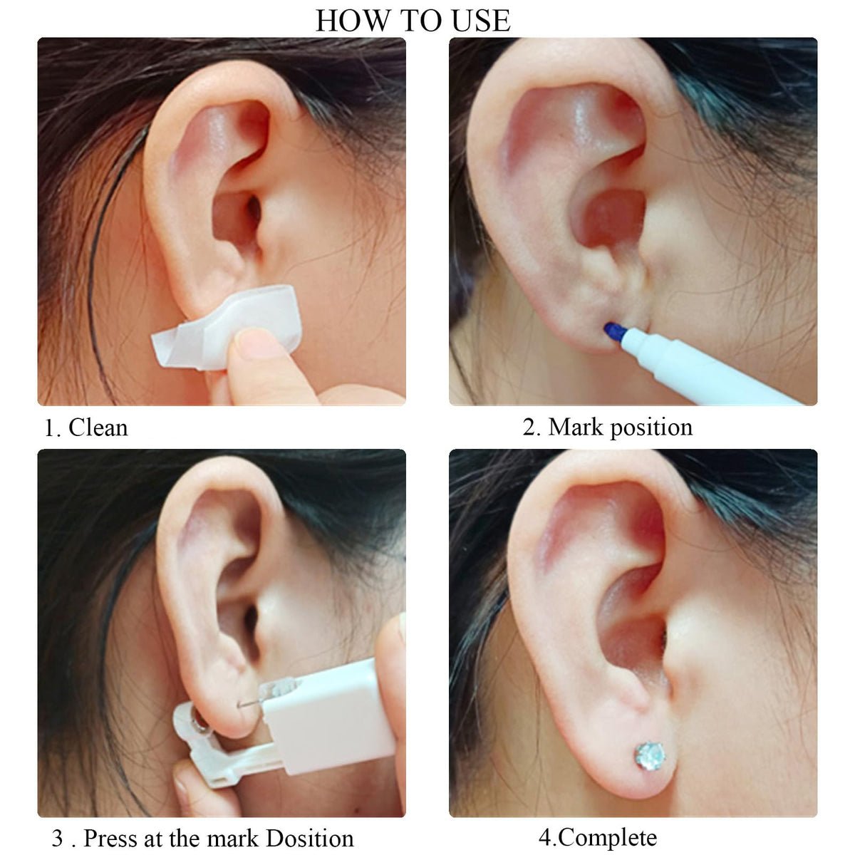 Detail of Orglace AAA cubic zirconia stud and clear disc highlighting hypoallergenic finish