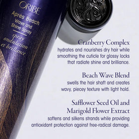Oribe Après spray texture close-up displaying lightweight mist and glossy finish