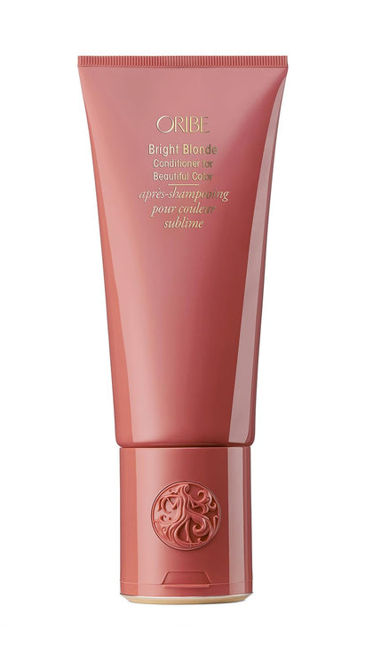 Oribe bright blonde front packaging showing size and luxe label benefit: clear toning
