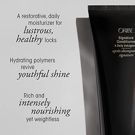 Oribe conditioner close-up label highlights brand and product benefits