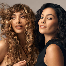Diffusing hair styled with Oribe mousse, brand enhanced volume and bounce
