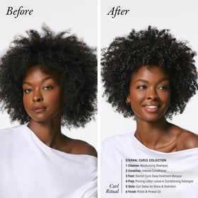 Open jar texture of Oribe Eternal Curls mask showing creamy consistency