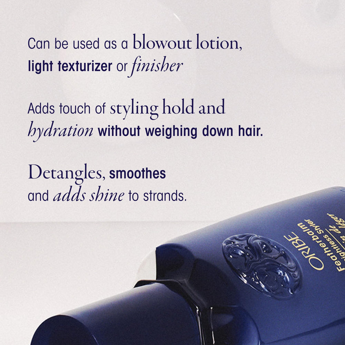 Oribe Featherbalm texture close-up demonstrating smooth balm consistency for easy distribution