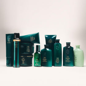Finished glossy curls styled with Oribe mousse, brand long-lasting shine
