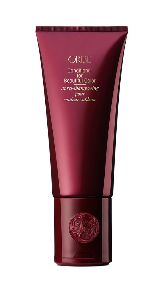 Oribe front packaging of conditioner showing label and size protects color