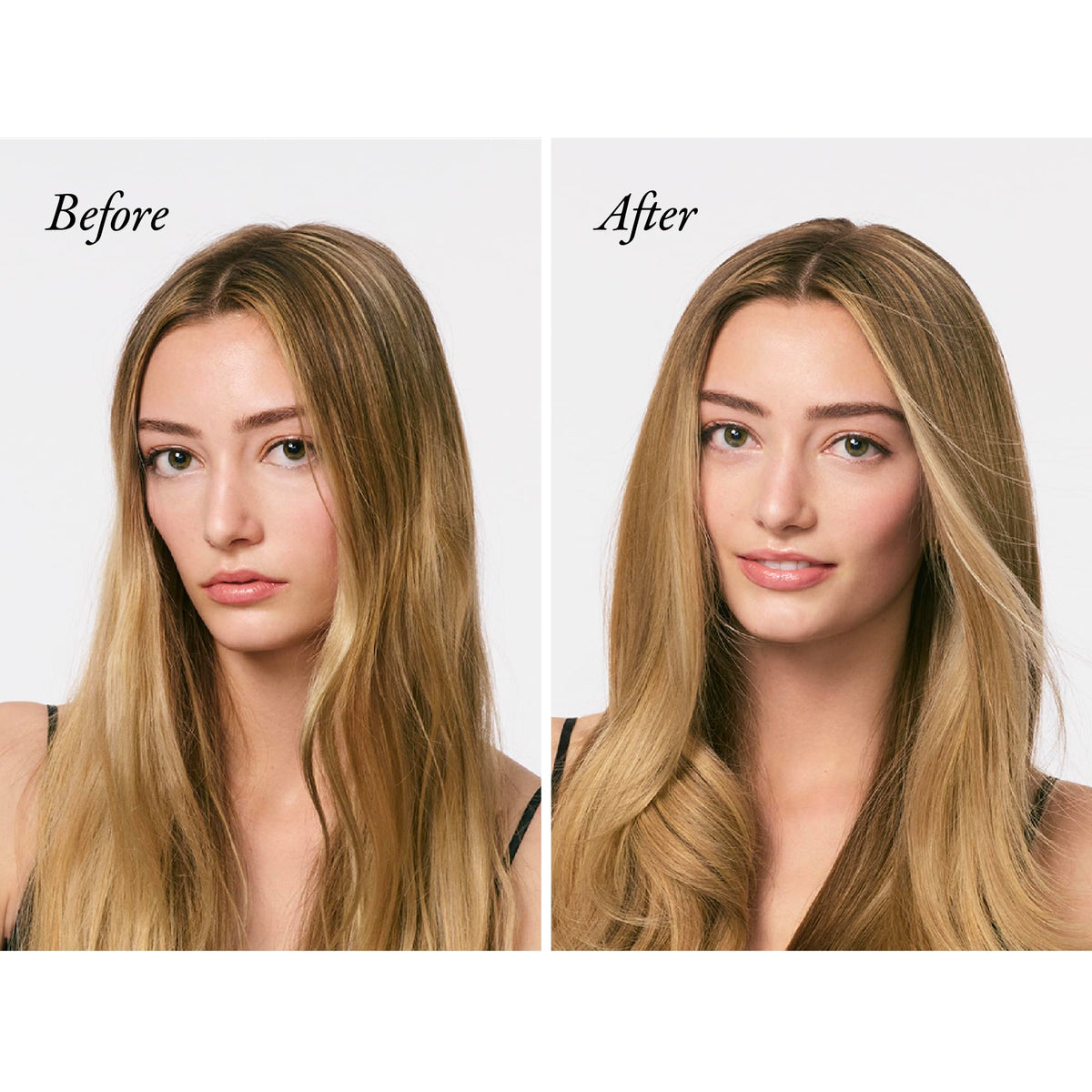 Applying Oribe Gold Lust to hair before bed demonstrating overnight leave-in use