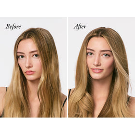 Applying Oribe Gold Lust to hair before bed demonstrating overnight leave-in use