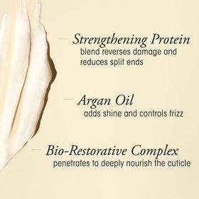 Oribe close-up label highlighting ingredients and treatment benefits
