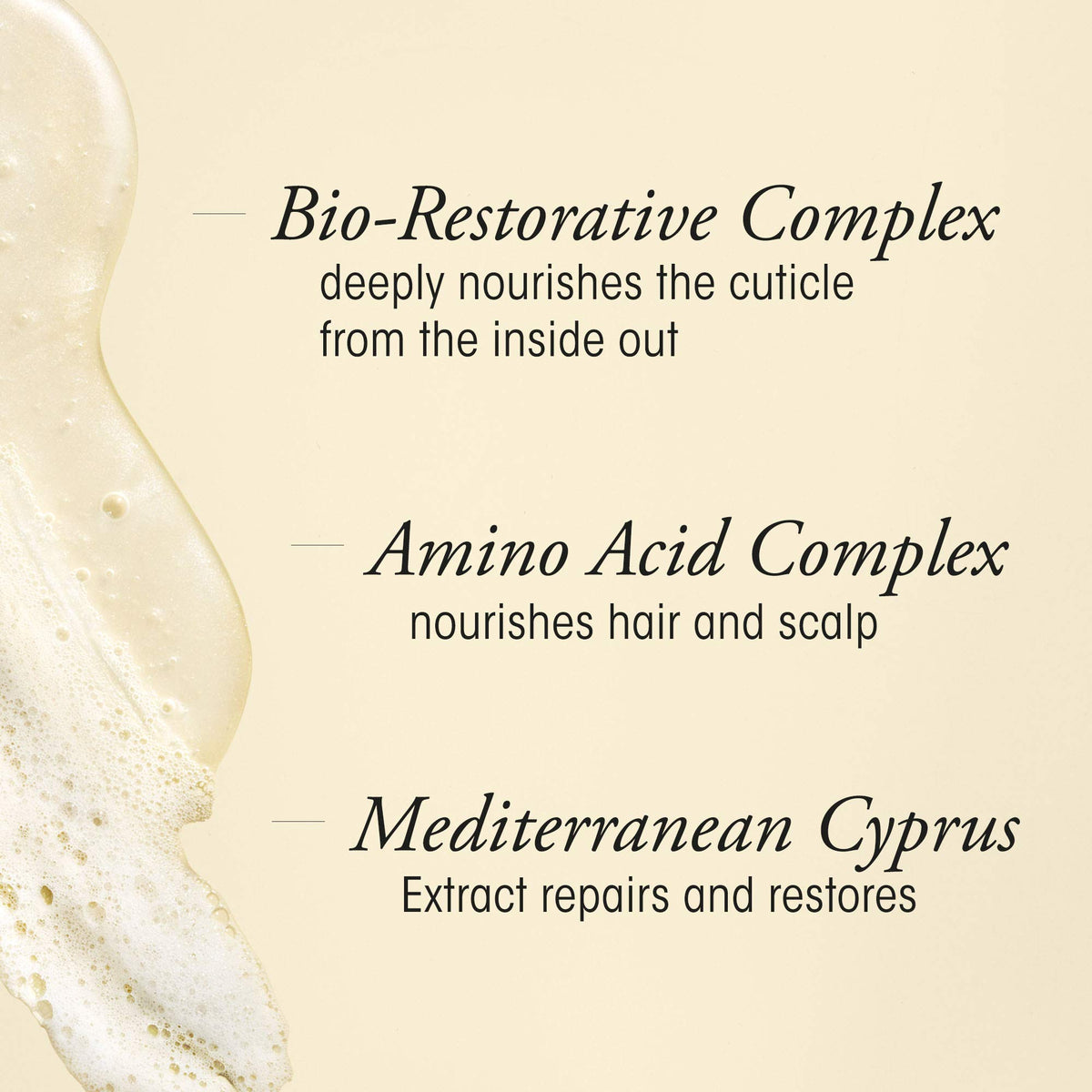 Oribe Gold Lust creamy foam texture demonstrating gentle cleansing