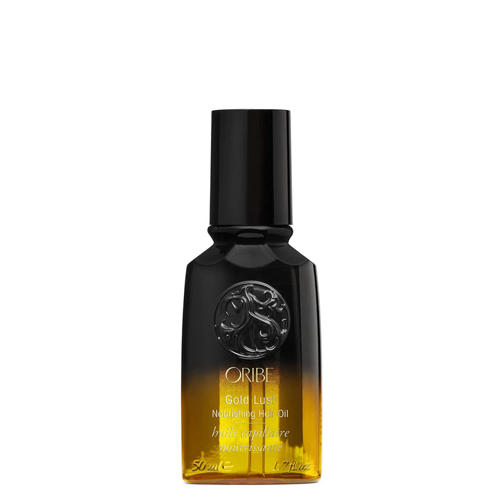 Oribe Gold Lust front packaging showing elegant bottle and shine benefits