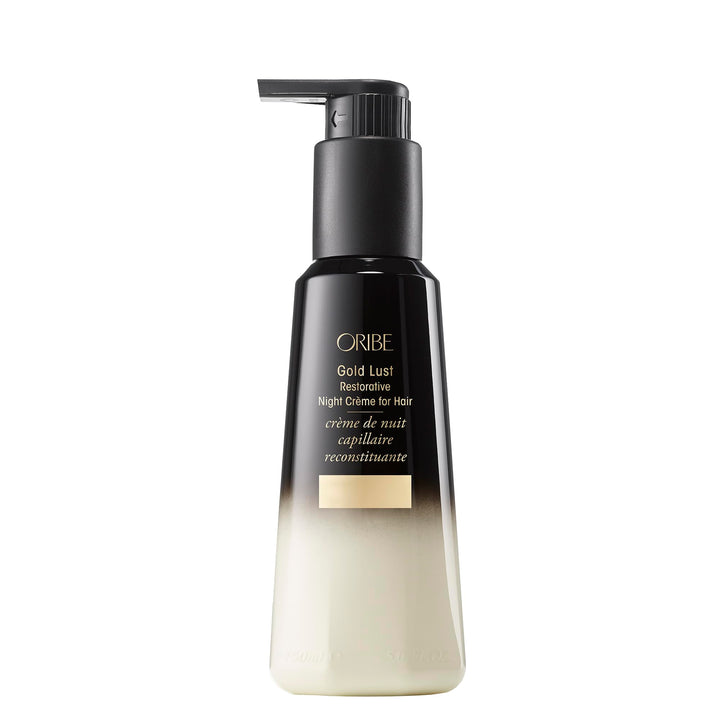 Oribe Gold Lust front packaging showing luxurious 5 oz bottle and label benefits