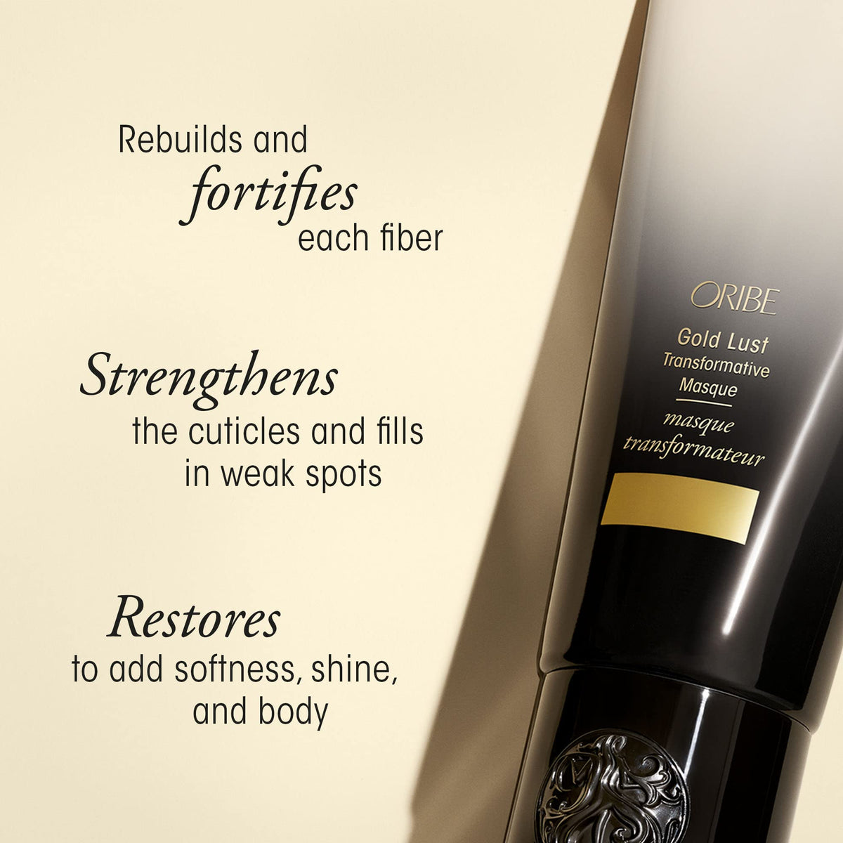 Oribe Gold Lust mask open jar creamy texture hydrating treatment benefit