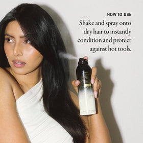 Oribe Gold Lust applied to dry hair before hot tools for heat protection