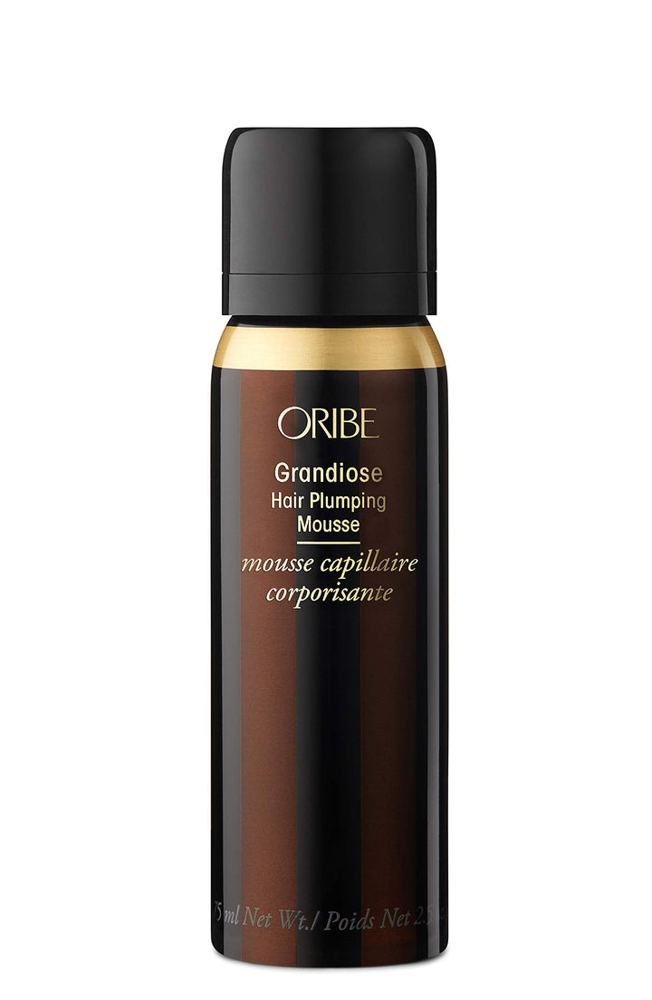 ORIBE front view of Grandiose mousse can showing label and size for luxury styling