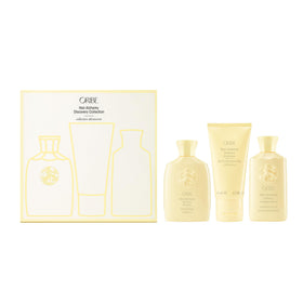 ORIBE front packaging of travel-strengthening set showing three bottles and benefits