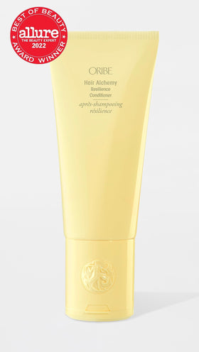 Oribe back label close-up listing ingredients and treatment benefits clearly