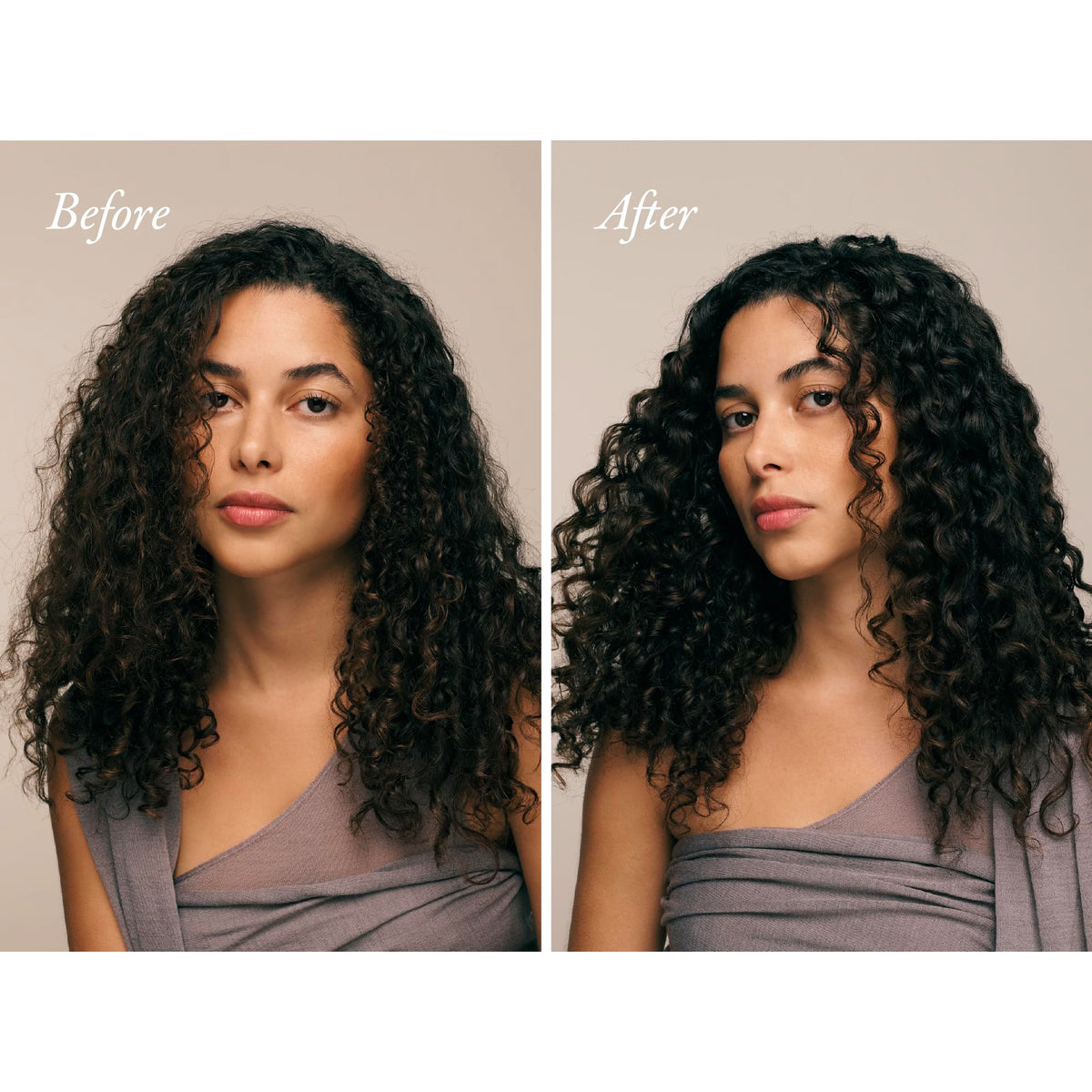 Oribe hair texture detail demonstrating smoother, hydrated strands after use