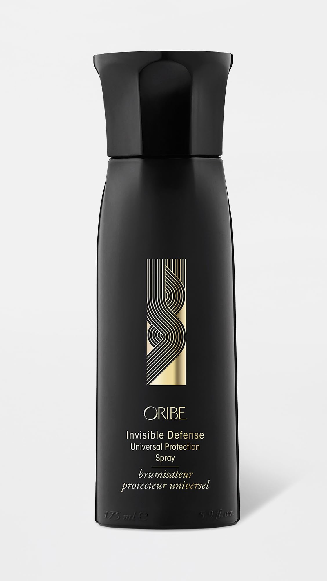Close-up of Oribe label and ingredients panel highlighting protection and clean-beauty benefits