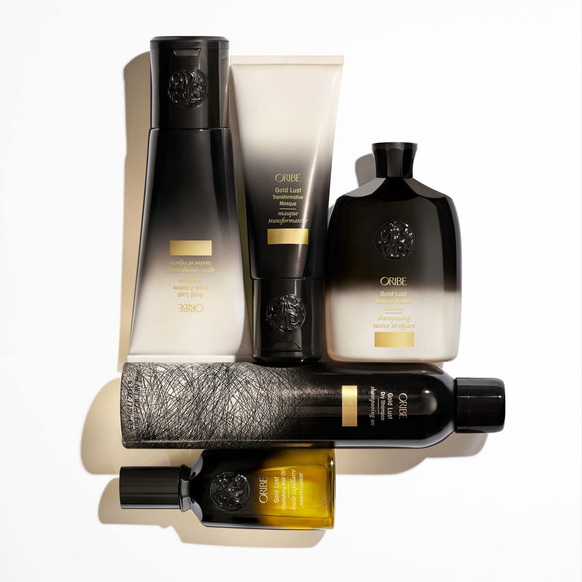 ORIBE before-and-after hair showing restored shine and softer texture