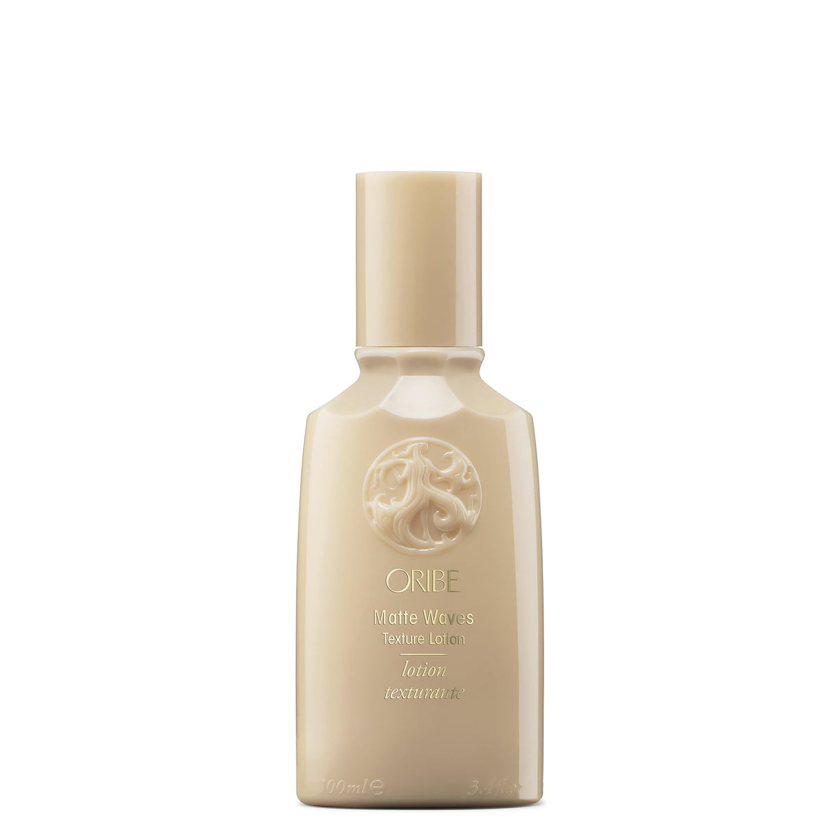 Oribe matte waves front packaging showing bottle and cap, brand clarity and portability
