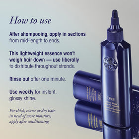 ORIBE bottle on bathroom counter suggesting everyday luxury treatment benefit