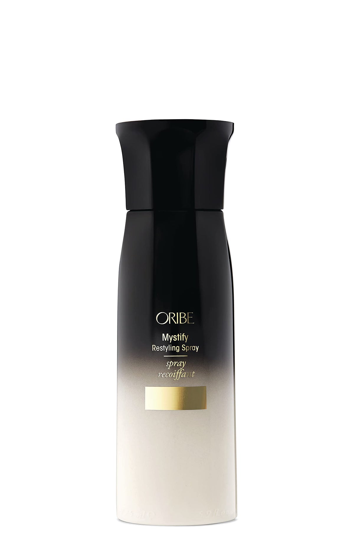 Oribe Mystify front packaging showing bottle and label, luxury restyling benefit