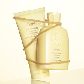 Oribe detail of pump and cap highlighting easy dispensing and leak protection