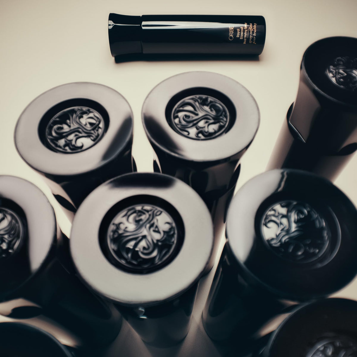 ORIBE bottle on vanity for lifestyle appeal and grooming ease