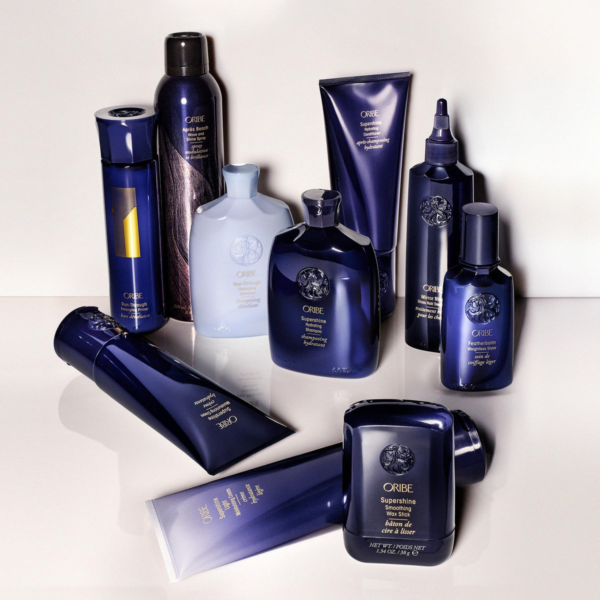 Oribe Run-Through in styling scene showing brand enhancing shine and manageability