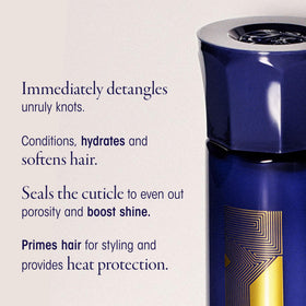 Oribe Run-Through pump detail demonstrating easy dispensing and controlled application benefit