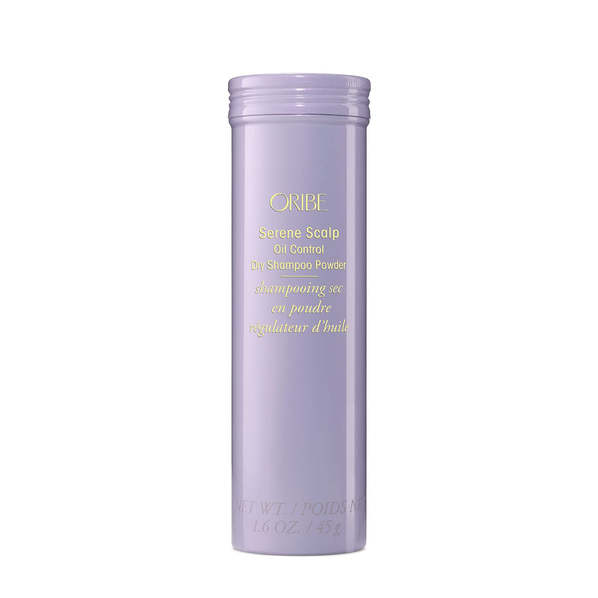 Oribe Serene Scalp front packaging showing sleek can and label, conveys luxury and clarity