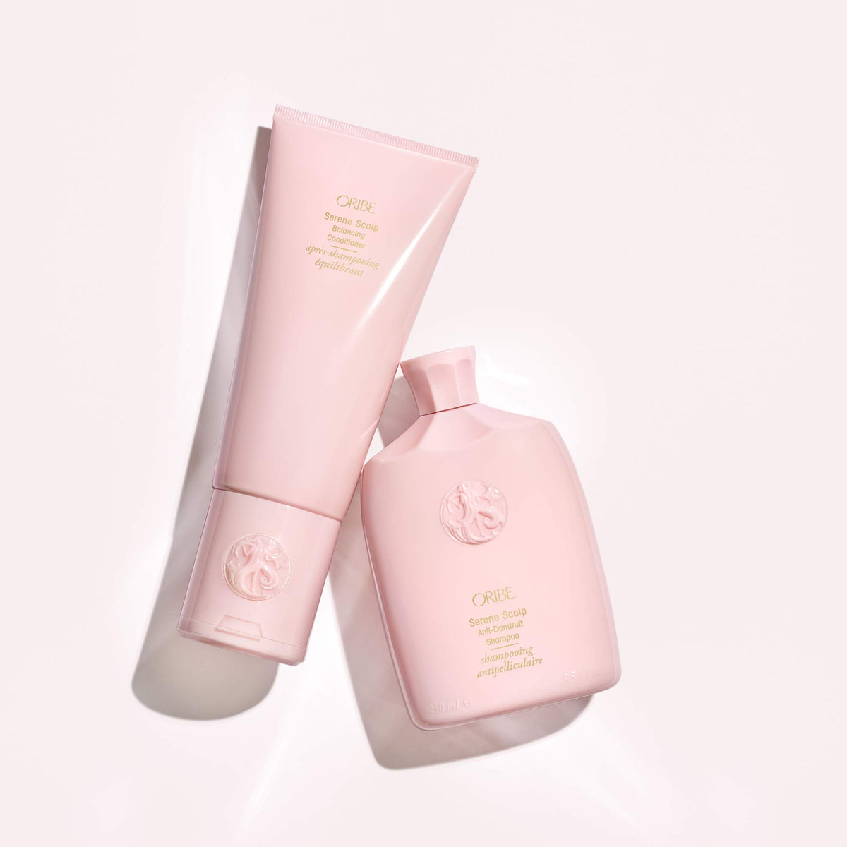 Oribe product label close-up showing key ingredients and benefits