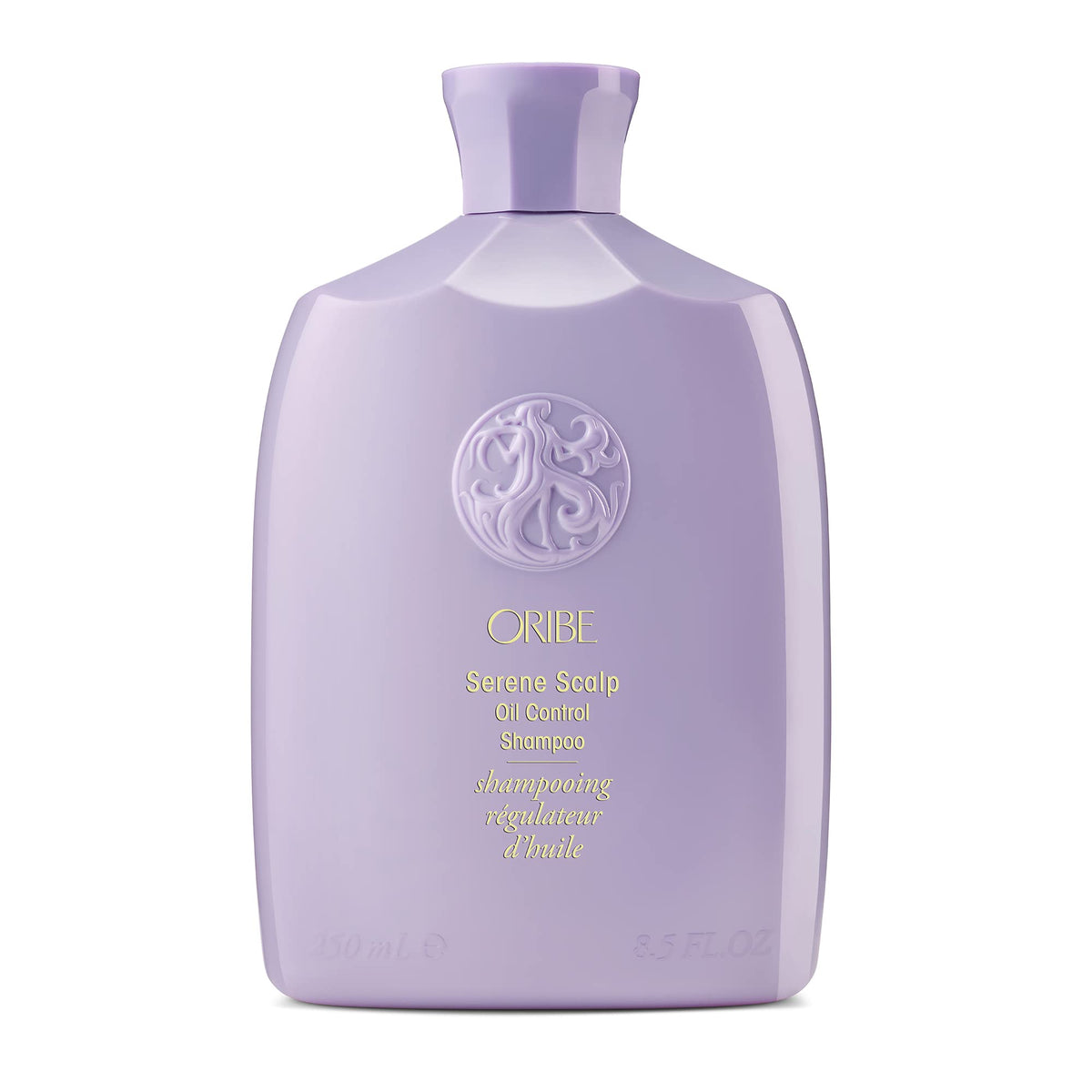 ORIBE shampoo front packaging showing lavender bottle and benefits