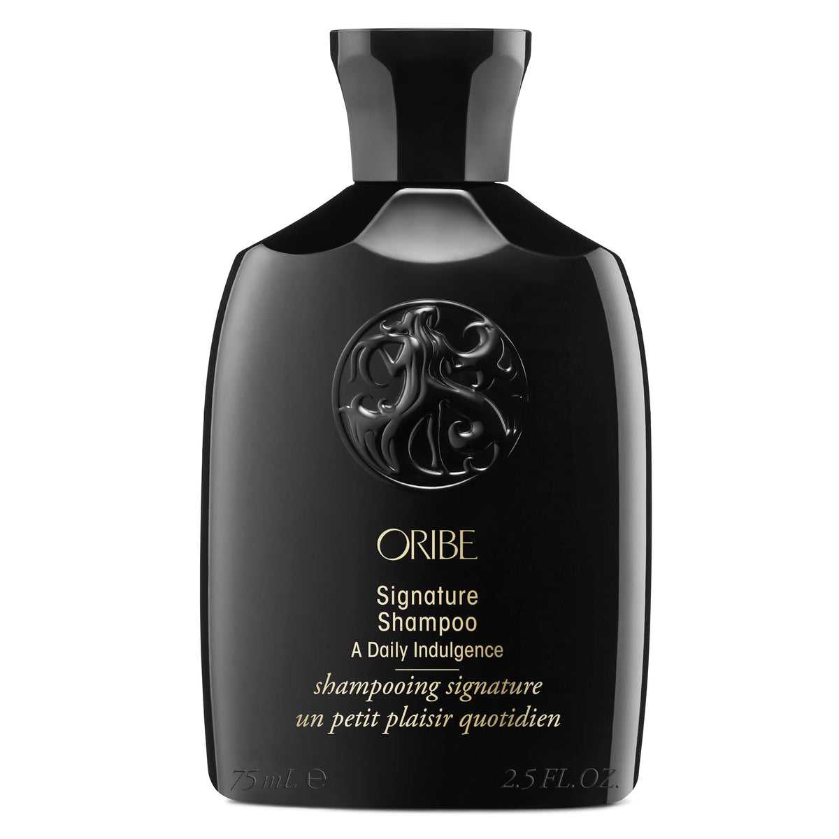 Oribe Signature Shampoo front view showing elegant bottle and size benefit