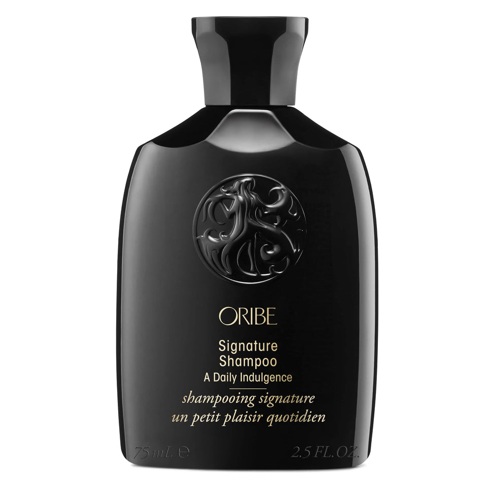 Oribe Signature Shampoo front view showing elegant bottle and size benefit