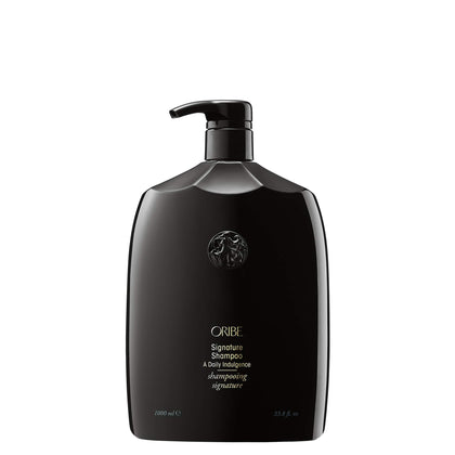 Oribe signature shampoo front label showing brand and bottle for easy recognition