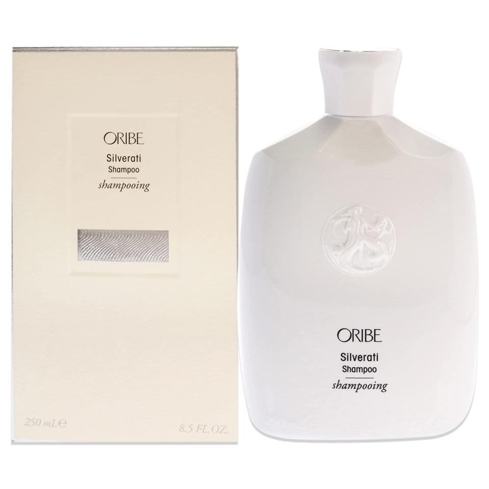 Oribe Silverati front bottle showing product and brand for brightening hair