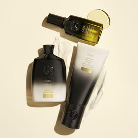 Oribe 6.8 oz bottle beside a ruler for accurate size comparison