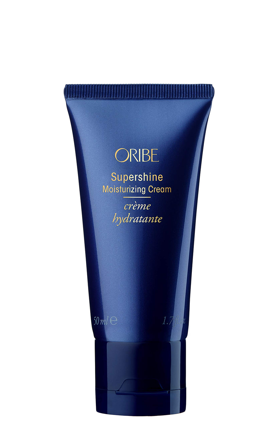 Oribe Supershine front packaging shows travel-size tube and branding for convenient shine