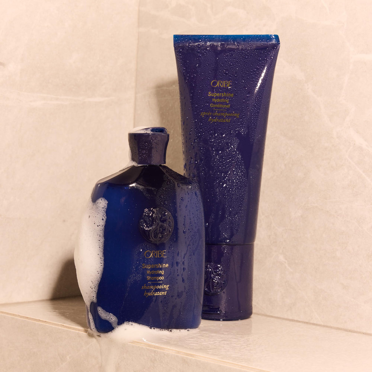 ORIBE lifestyle image of glossy styled hair showcasing visible shine improvement