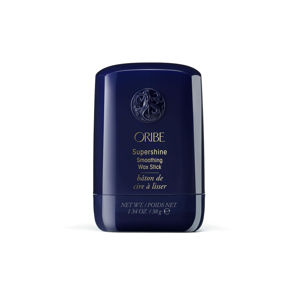 ORIBE front packaging of the Supershine Smoothing Wax Stick shows compact design and brand