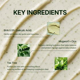 Orien ingredients label showing mugwort, centella and BHA benefits