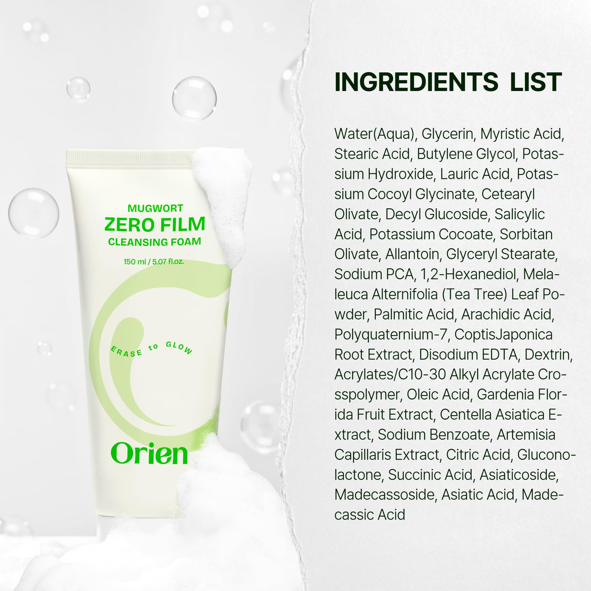 Orien packaging back label displaying directions and ingredient clarity