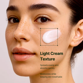Orien pipette over ingredient list emphasizing niacinamide and panthenol benefits