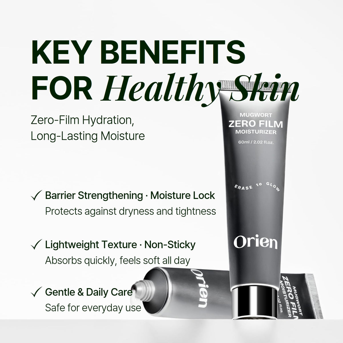 Orien close-up cream texture highlighting lightweight hydrating finish