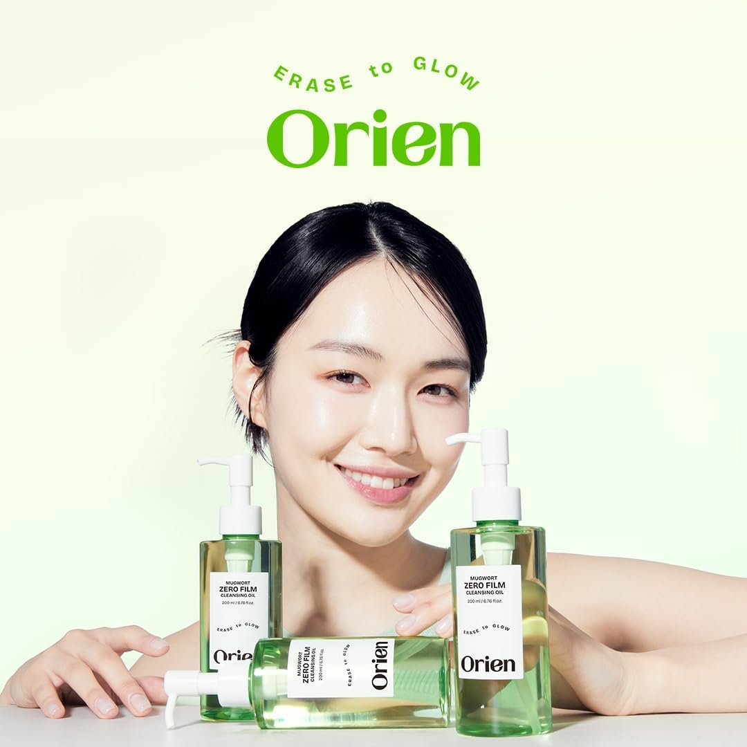 Orien cleansing oil in bathroom setting conveying daily routine convenience
